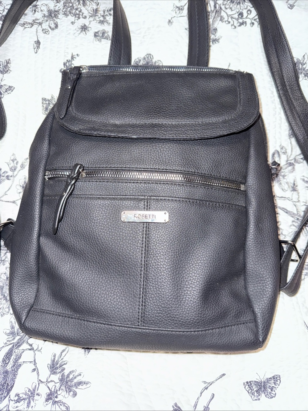 Rossetti black backpack silver hardware